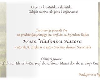 Predstavljanje knjige "Proza Vladimira Nazora"